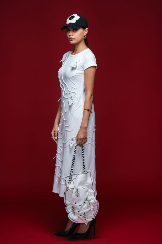 White Stemline Column Dress