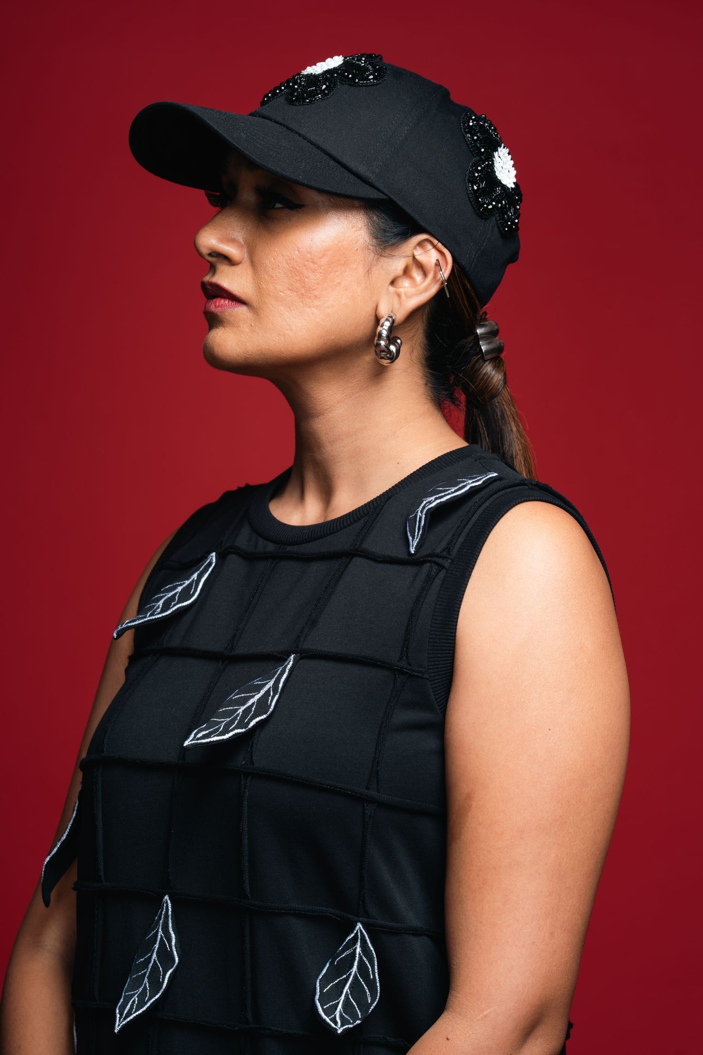 Noir Floral Crest Cap