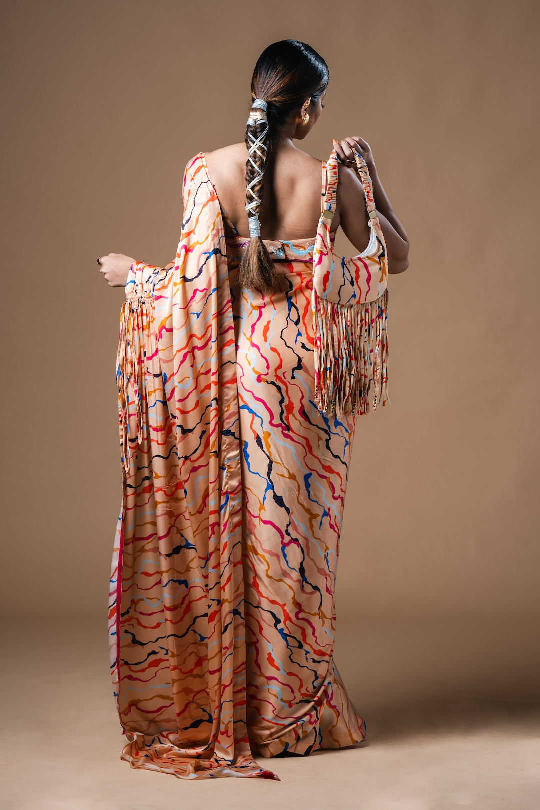 Crescent Shoulder Bag With Tassels