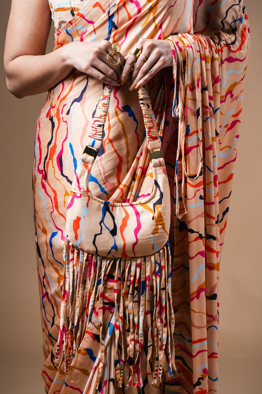 Crescent Shoulder Bag With Tassels