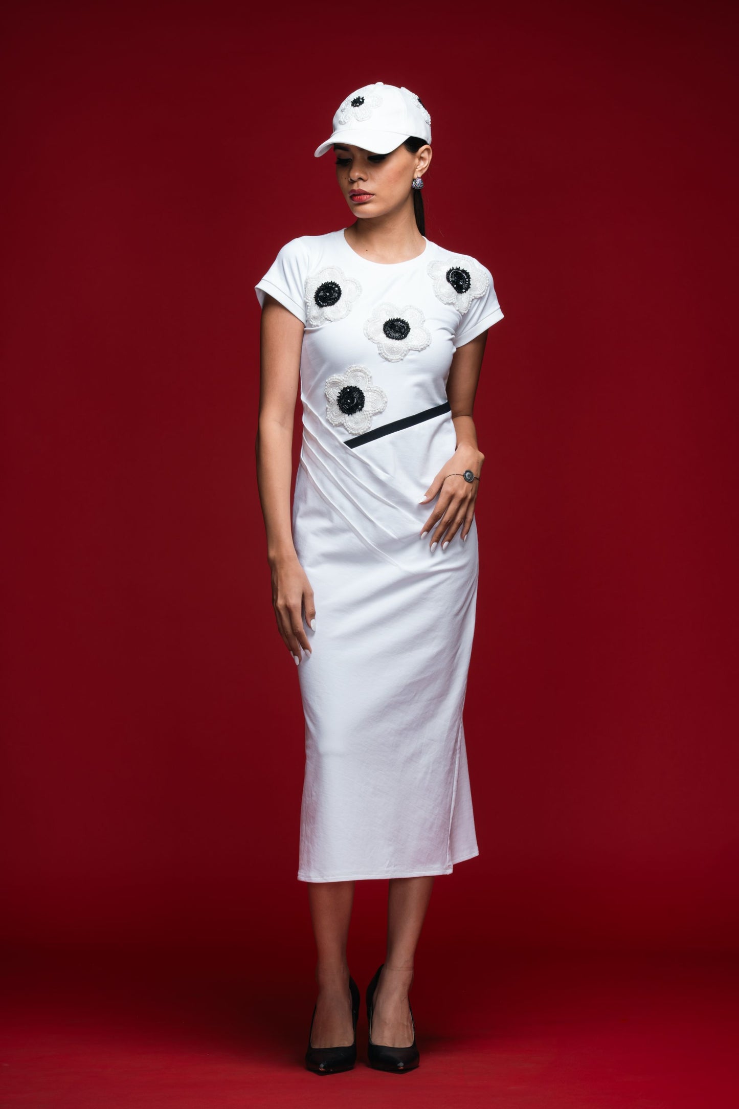 Contrast Bloom Column Dress