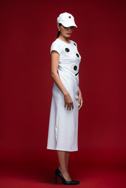 Contrast Bloom Column Dress