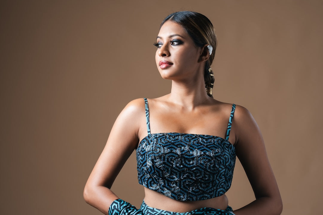 Cyan Kaioshin Beaded Blouse - Khushboo Haran Borkar