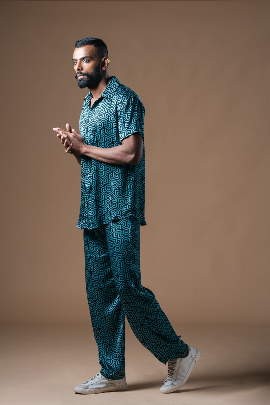 Geometric Print Cyan Coord Set - Khushboo Haran Borkar