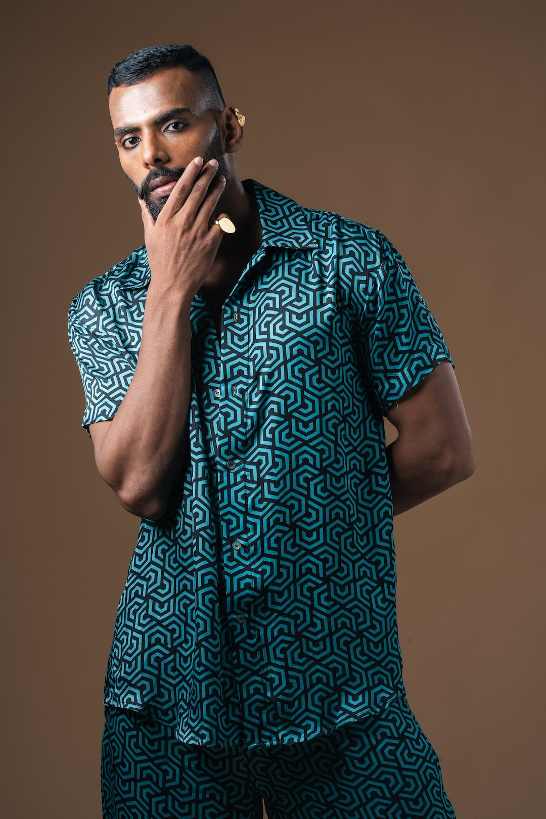 Geometric Print Cyan Coord Set - Khushboo Haran Borkar