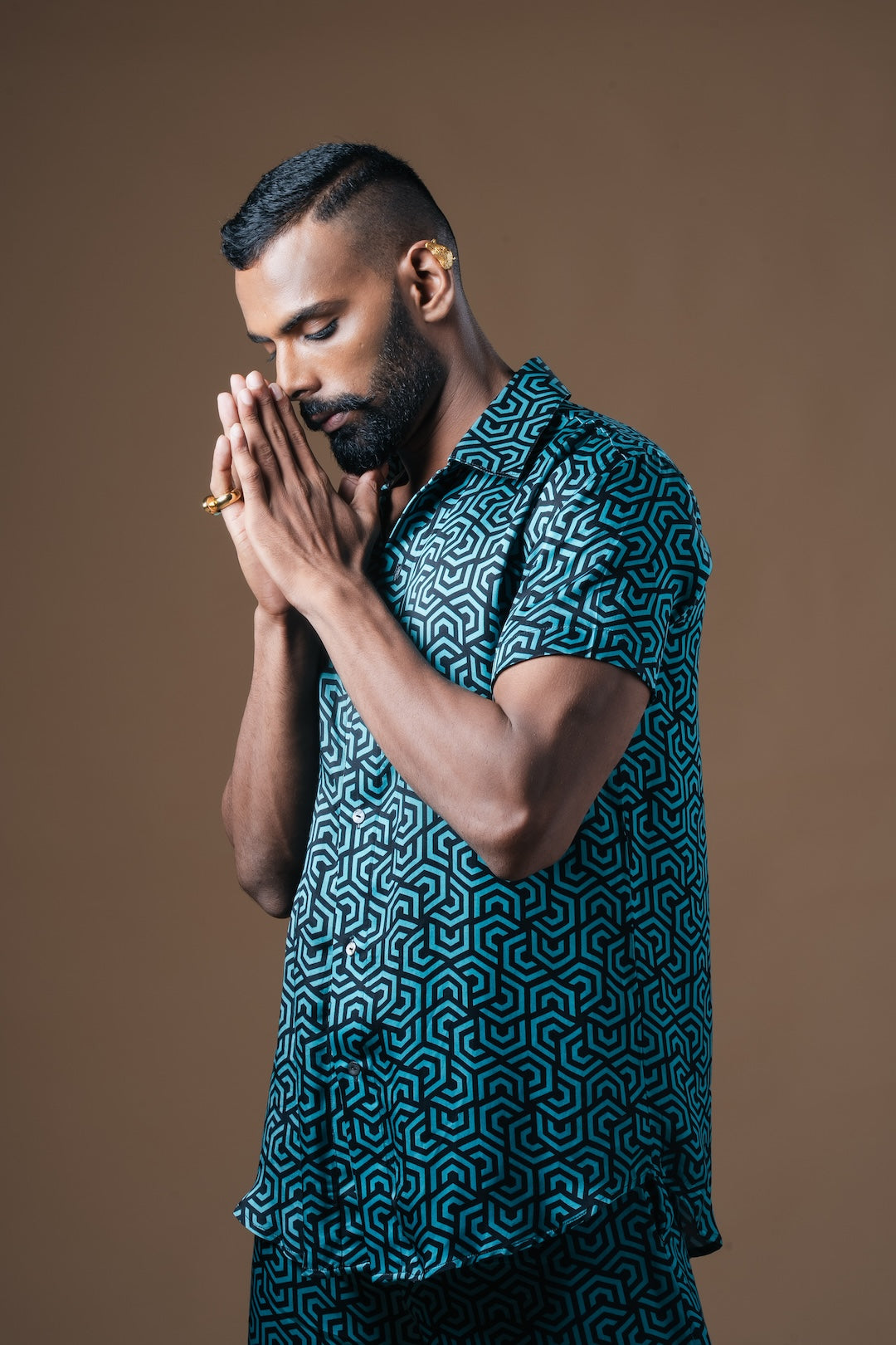 Geometric Print Cyan Coord Set - Khushboo Haran Borkar