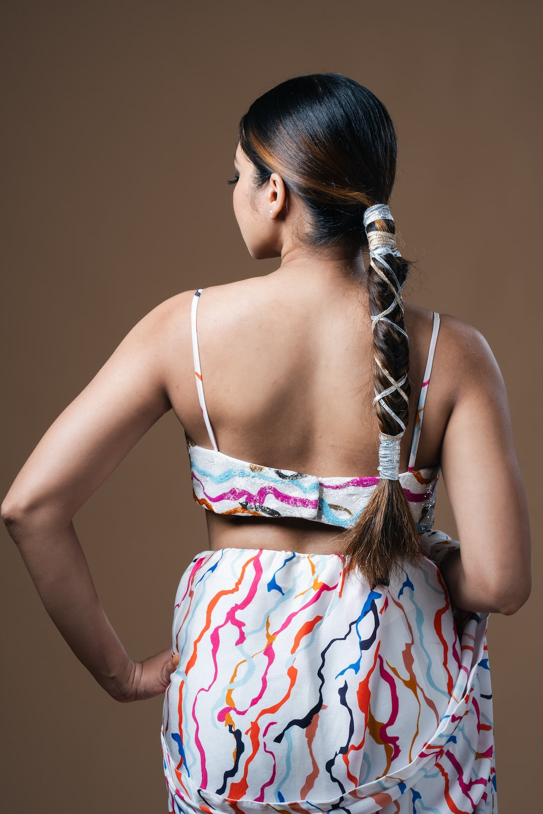 White Waves Kaioshin Beaded Blouse - Khushboo Haran Borkar