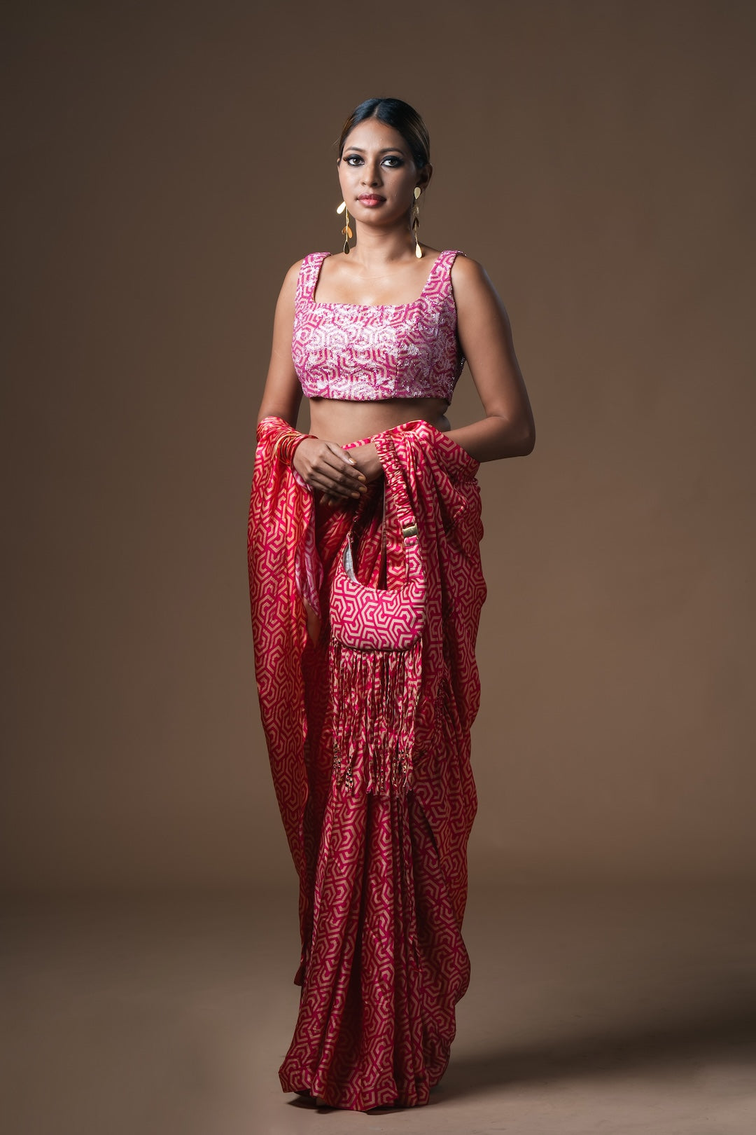 Magenta Crescent Shoulder Bag With Tassels - Khushboo Haran Borkar