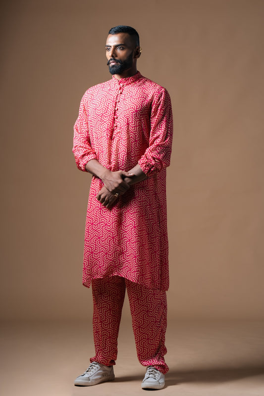 Geometric Print Organza Kurta Set - Khushboo Haran Borkar