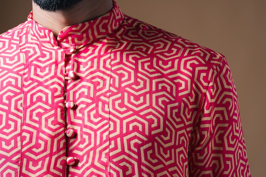 Geometric Print Organza Kurta Set - Khushboo Haran Borkar