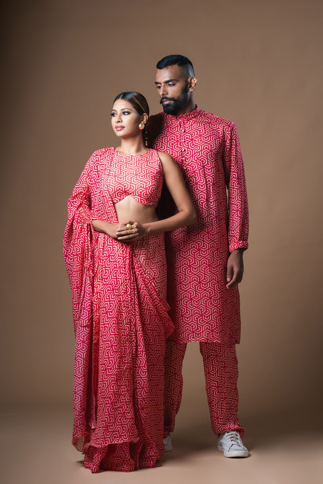 Magenta Drawstring Drape Organza Saree - Khushboo Haran Borkar