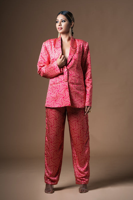 Printed Magenta Blazer - Khushboo Haran Borkar
