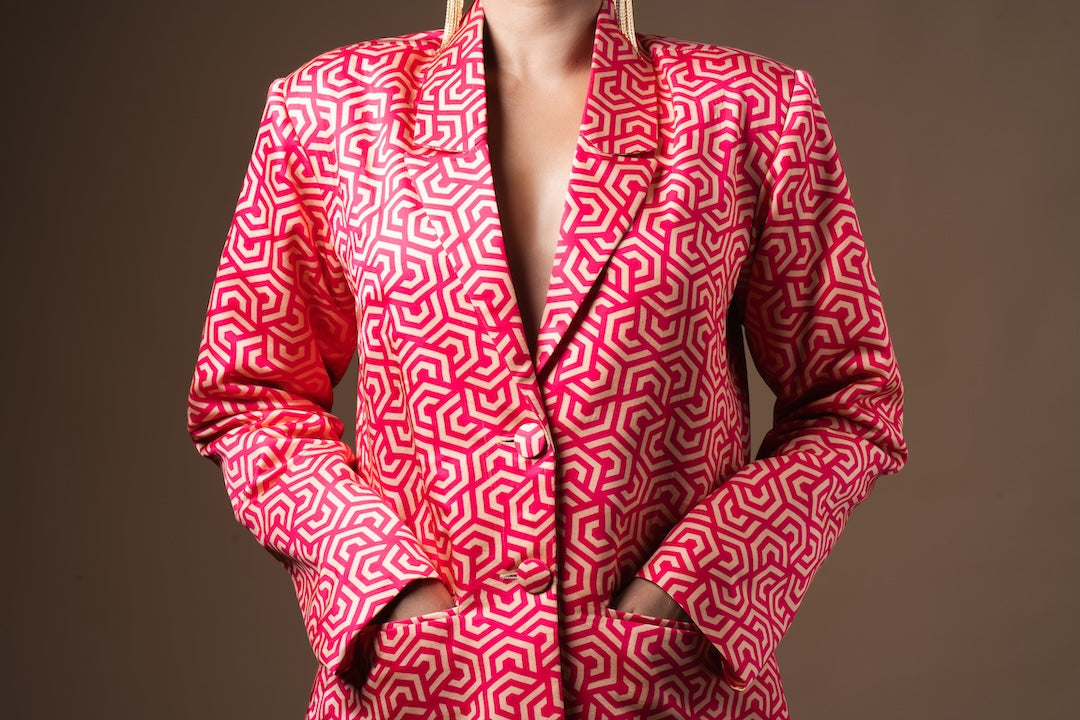 Printed Magenta Blazer - Khushboo Haran Borkar