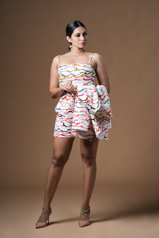 White Wave Printed Blazer - Khushboo Haran Borkar