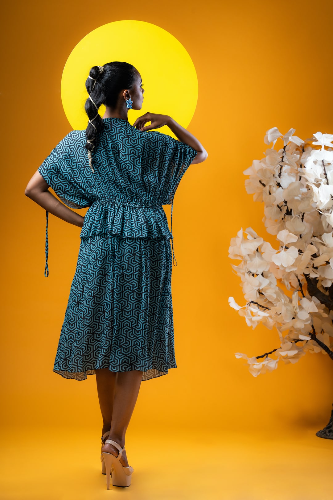 Geometric Print Kaftan Style Midi Dress - Khushboo Haran Borkar