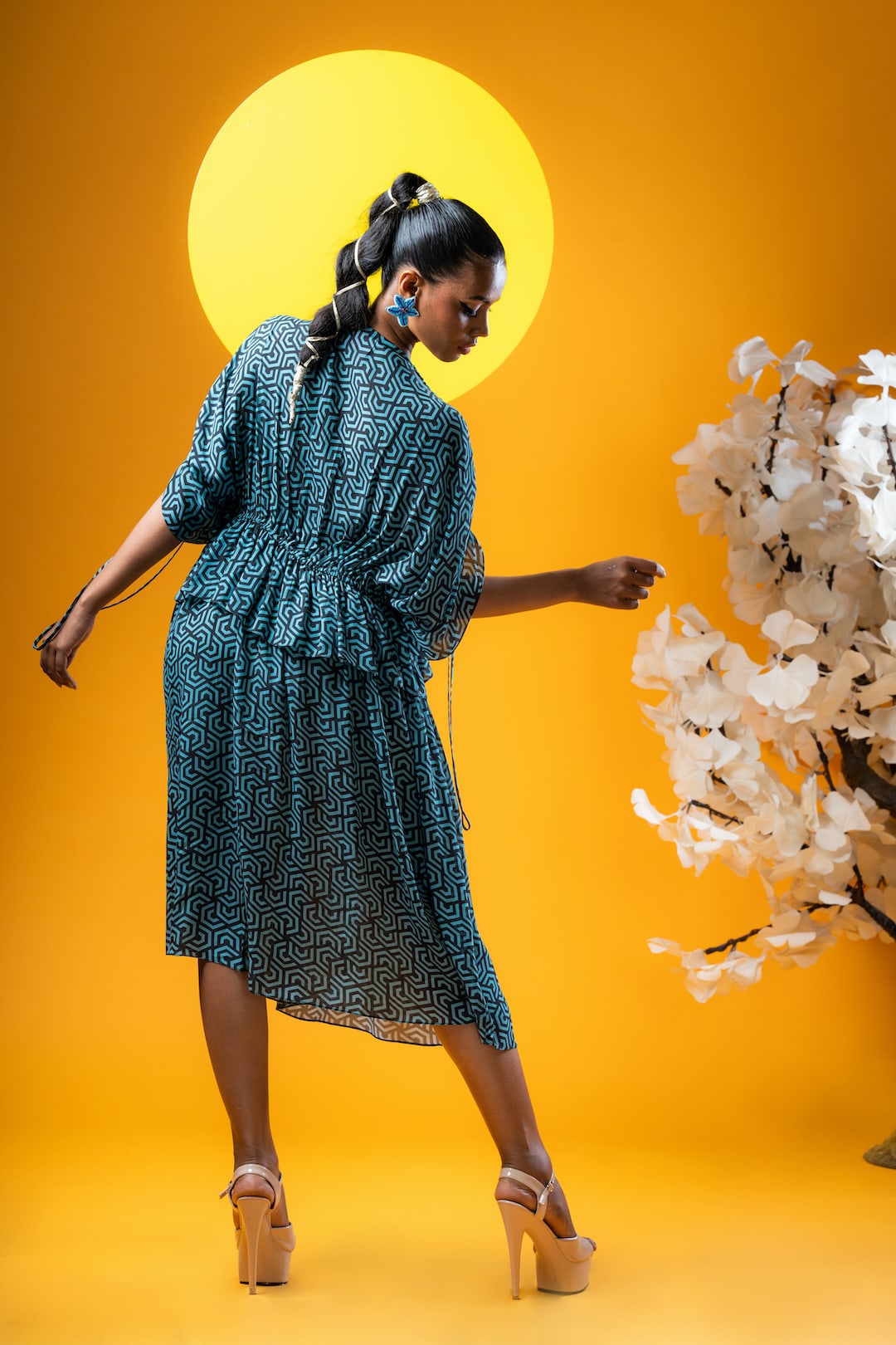 Geometric Print Kaftan Style Midi Dress - Khushboo Haran Borkar