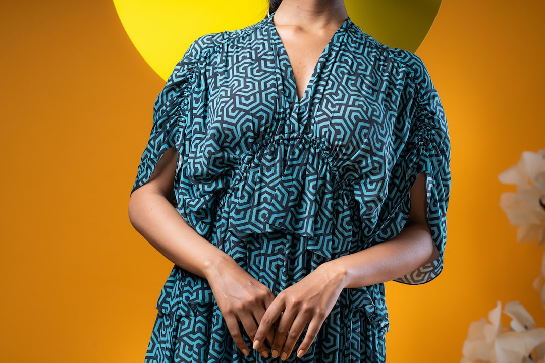 Geometric Print Kaftan Style Midi Dress - Khushboo Haran Borkar