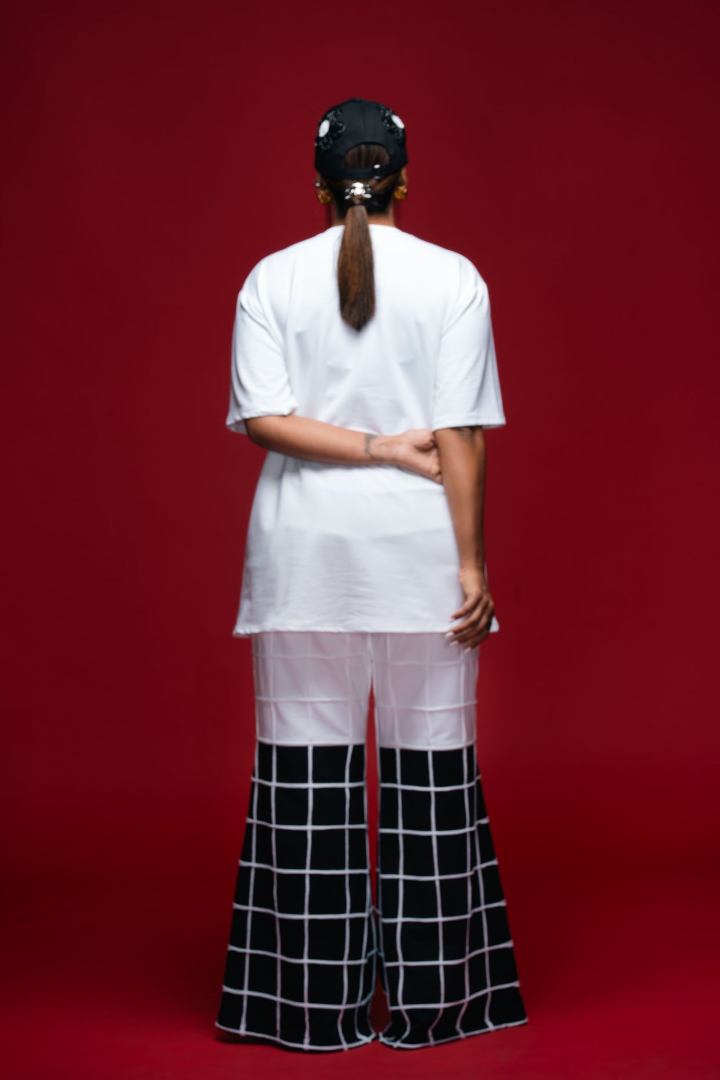 Monochrome Lattice Bell Bottoms