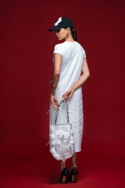 White Stemline Column Dress