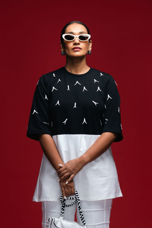Forked Gleam Peplum Top