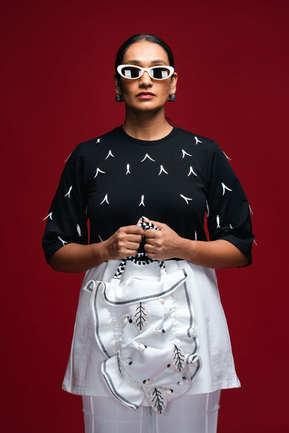 Forked Gleam Peplum Top