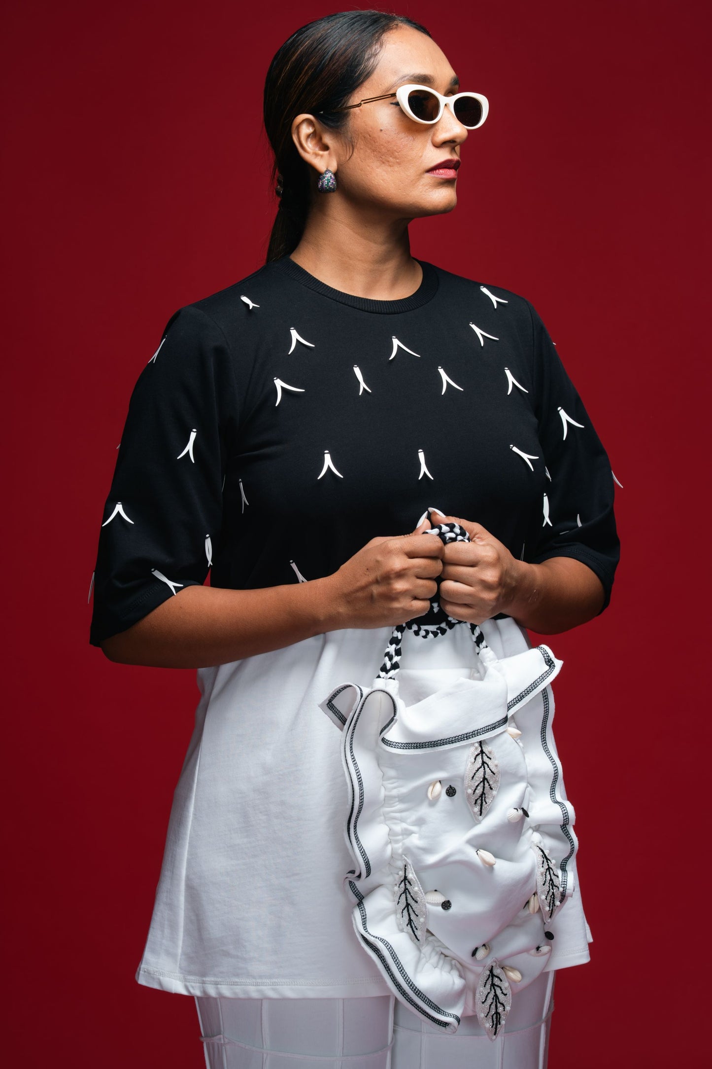 Forked Gleam Peplum Top