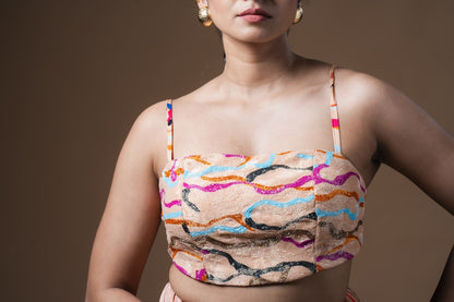 Cream Waves Kaioshin Beaded Blouse - Khushboo Haran Borkar