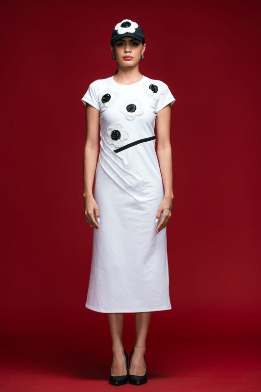 Contrast Bloom Column Dress