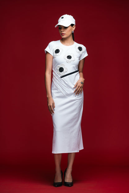 Contrast Bloom Column Dress