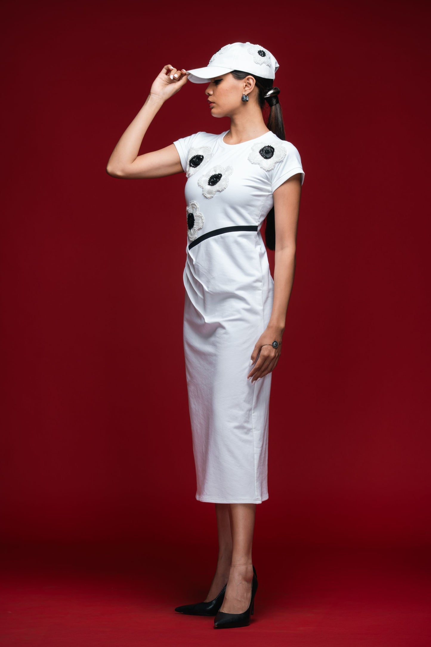 Contrast Bloom Column Dress
