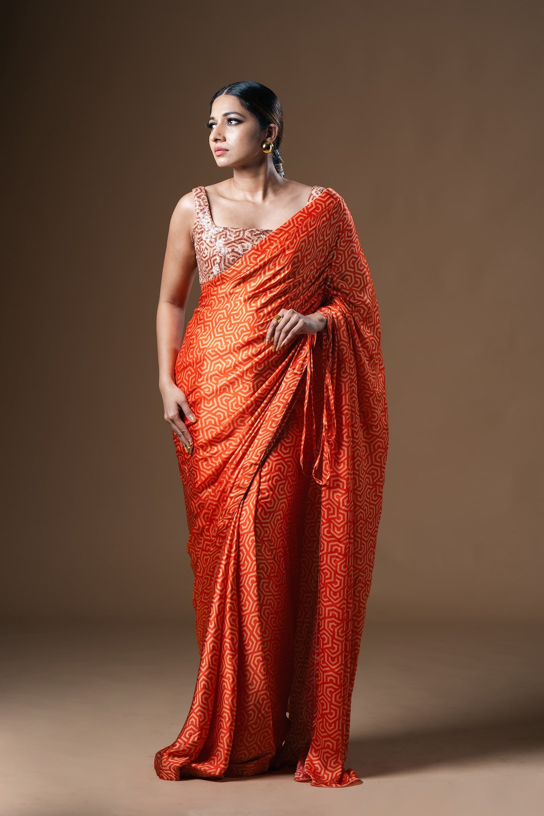 Orange Structure Kaioshin Beaded Blouse - Khushboo Haran Borkar