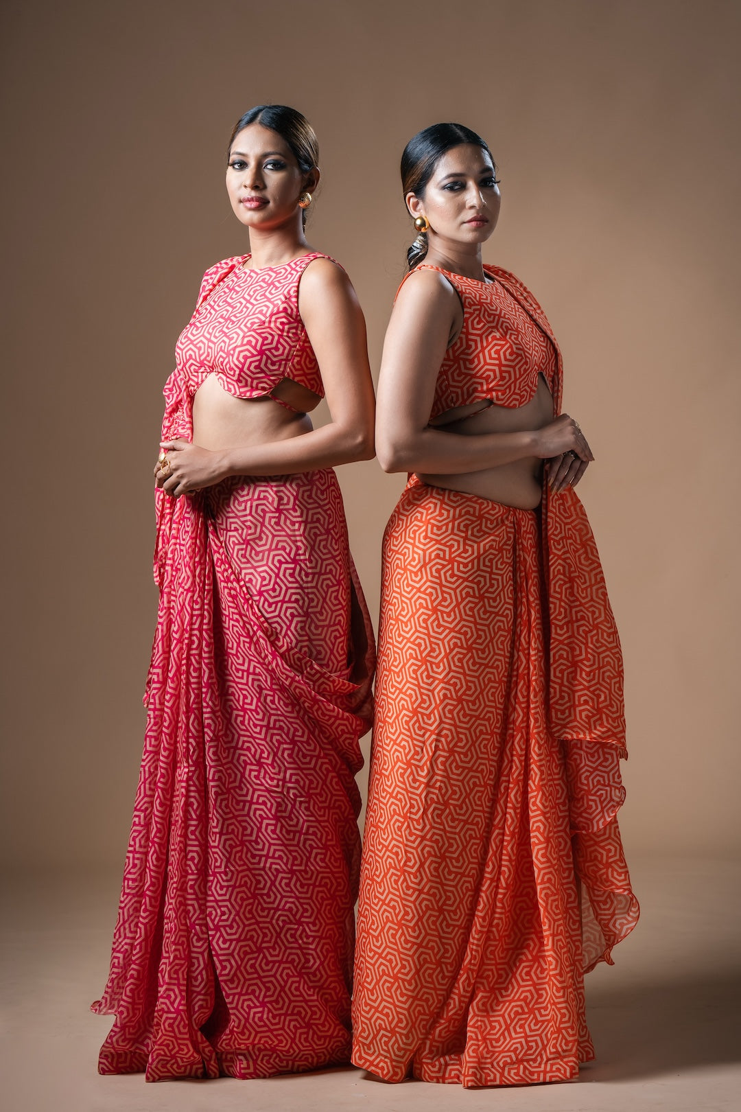 Orange Drawstring Drape Organza Saree - Khushboo Haran Borkar