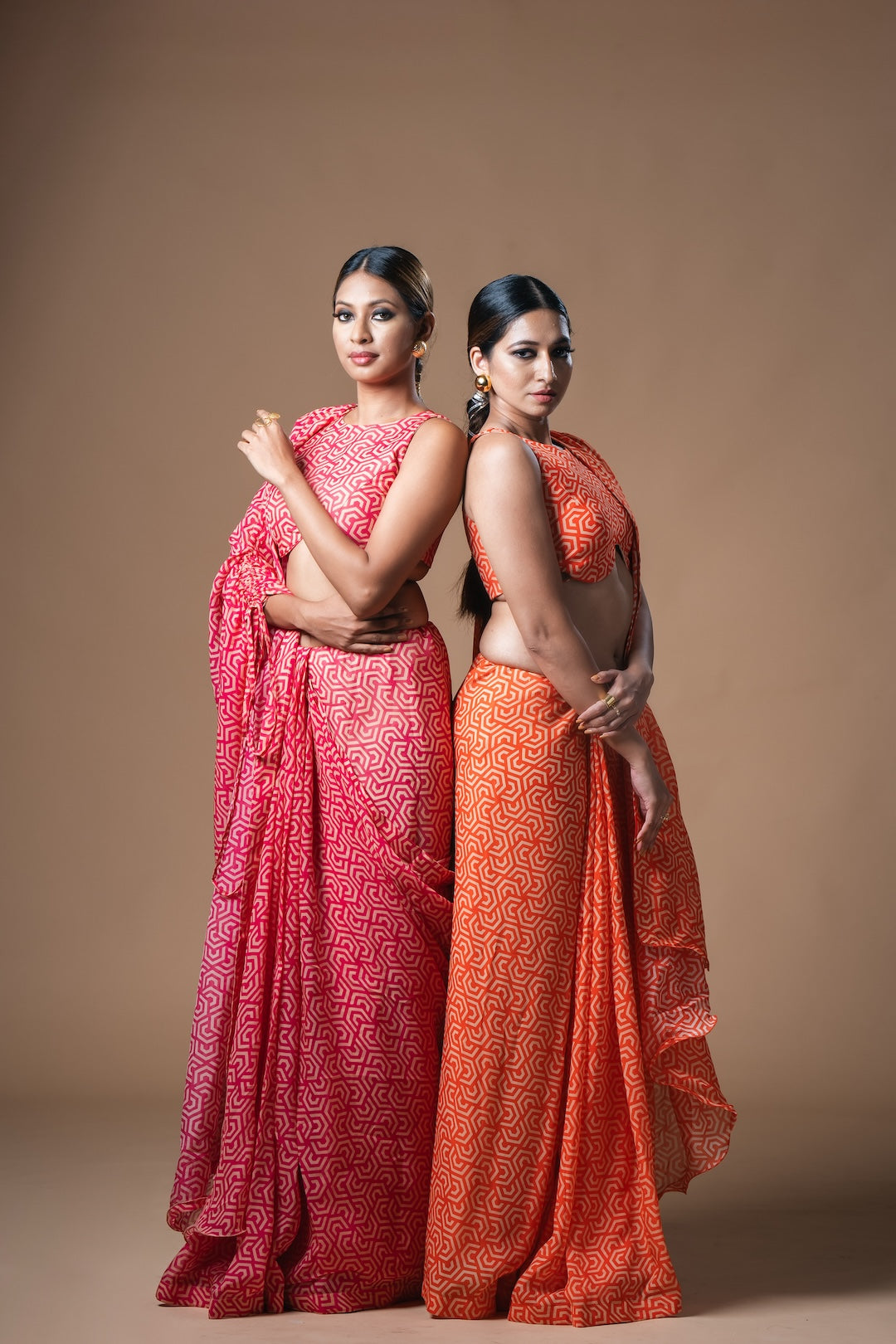 Orange Drawstring Drape Organza Saree - Khushboo Haran Borkar